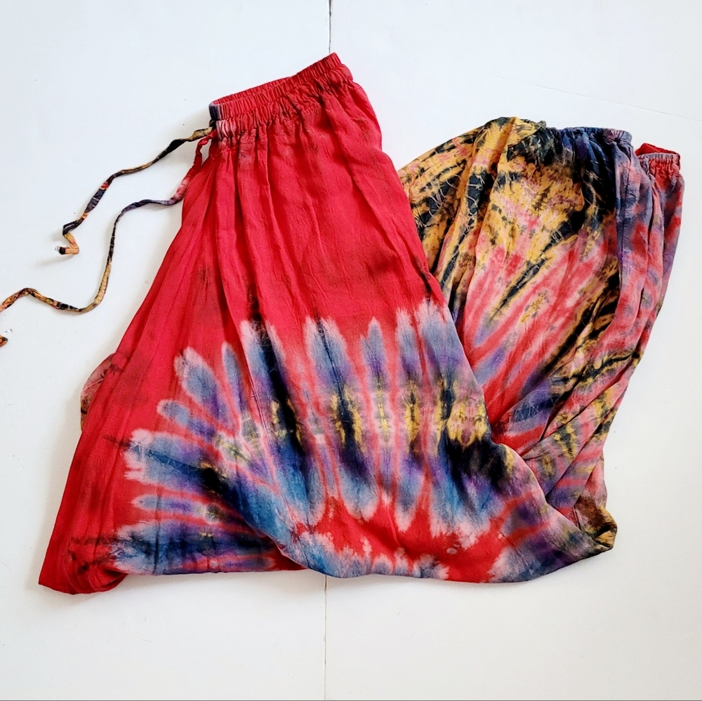 NWOT Tie-Dye Wide Leg Drop Crotch Pants